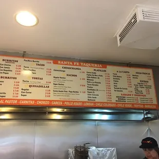 Menu as of 8/2019
