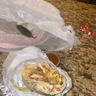 Bomb fish burrito with just rice