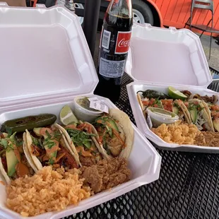 Asada and pescado tacos.