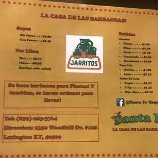 menu