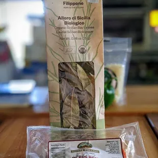 a bag of pepperoni and a packet of pepperoni