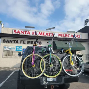 two bikes on the back of a pickup truck