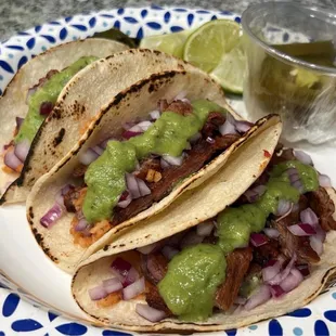 Finished product. Green salsa also purchased at the market.