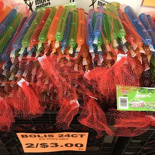 a large display of plastic toys