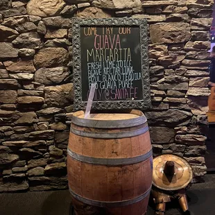 sign and barrel