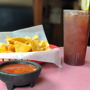 Chips, salsa &amp; iced tea to start