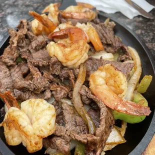 steak and shrimp fajitas ($33)