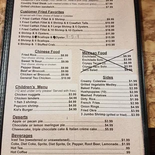 menu