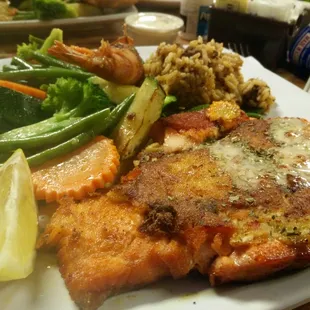 Salmon stuffed with crab.