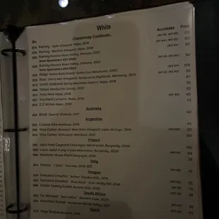 menu