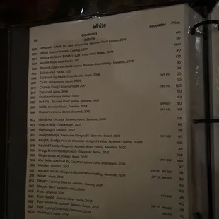 menu