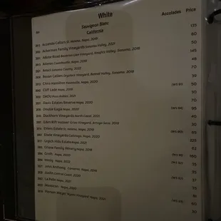 menu