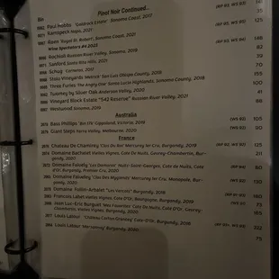 menu