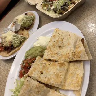 Quesadilla, mega tacos, &amp; nacho fries