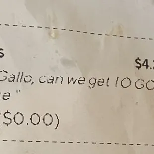 Here's the receipt attached to the plastic bag 3x Tacos $4.29