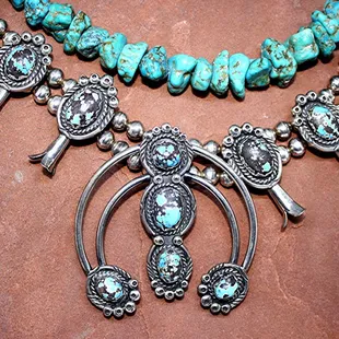 Persian Turquoise Squash Blossom necklace - Vintage