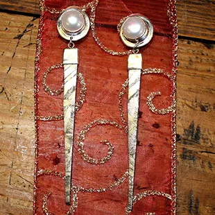 Stilleto Earrings made from meteorite by Richard Lindsay