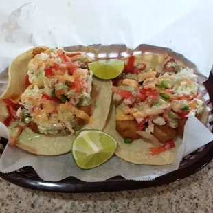 Fish tacos with all the fixin&apos;s