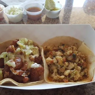 full taco (right) fish machaca (left)