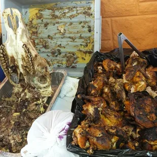 Steamed cow head meat and freah grilled chicken.