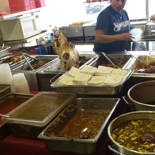 Salasas, chicken sandwiches, menudo, pozole, carñitas, fried red snapper, and barbacoa.