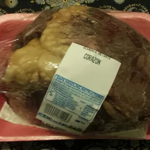 Whole beef heart. Hard to find in Madison, but they have them here.