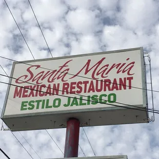 a sign for santa maria mexican restaurant
