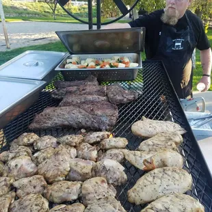 Chicken, tri tip, veggies for an intimate wedding