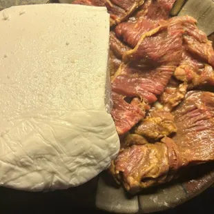Arrachera y queso fresco