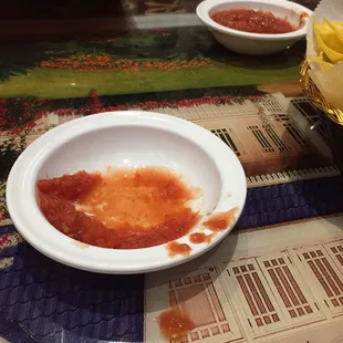 Salsa is a little different than typical...it has a slight kick...but not overpowering at all