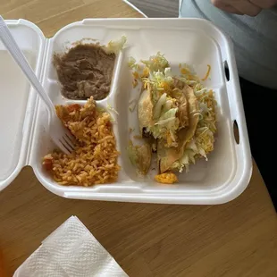 #4 with beef (2 tacos with rice and beans)