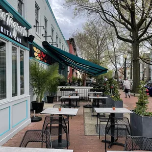tables and chairs outside