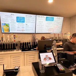 Cashier and menu