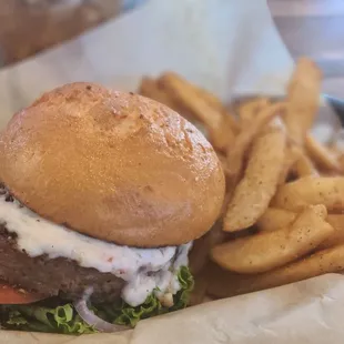 a burger and french fries