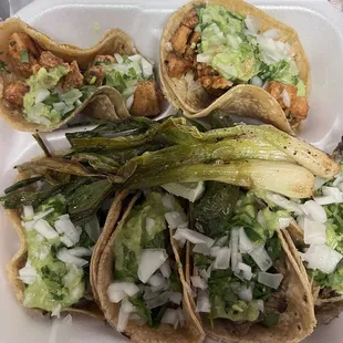 Chicken and Carne Asada street tacos