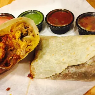 El Vaquero burrito (from someone else's menu): bean &amp; cheese + chorizo + carne asada
