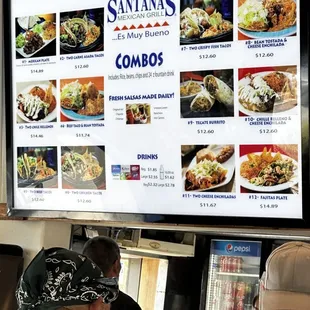 a menu on the wall