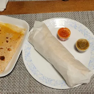 Very thin carne asada burrito and cheese quesadilla for $20, GTFO.