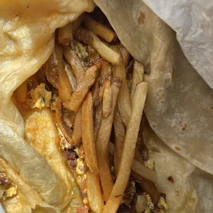 Greasy breakfast burrito