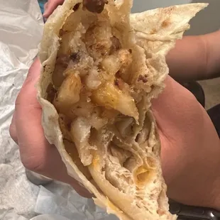 Where&apos;s the meat? And the cheese? I see a whoole lotta tortilla though!