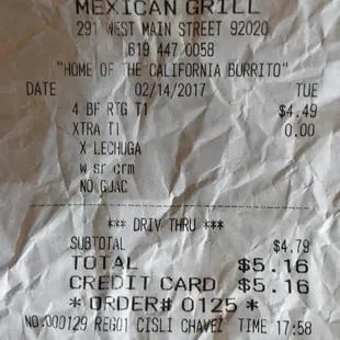 Here&apos;s my receipt. Order placed at 5:58 pm. Food in hand at 6:20 pm.