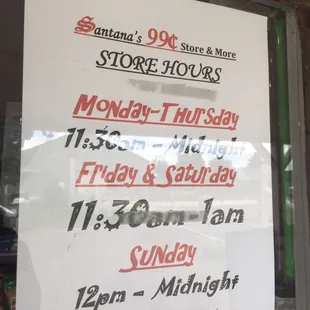 Store hours