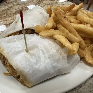 Grand Burrito w/ Steak Substitute &amp; French Fries