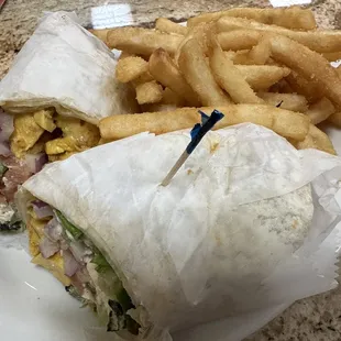 Chicken Greek Kabob Wrap &amp; French Fries