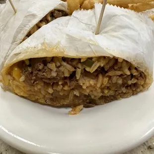 Grand Burrito w/ Steak Substitute &amp; French Fries