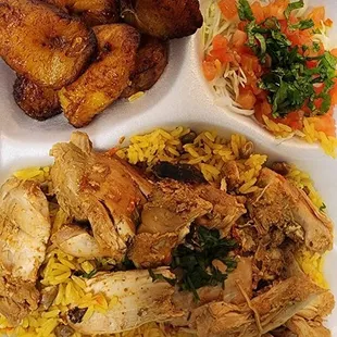 santanas meal with chicken and sweet plantains
