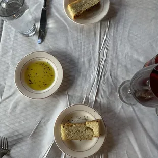 Fresh baked bread and oil dipping sauce