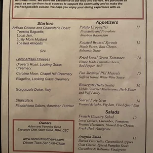 menu