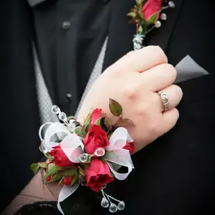 Wrist corsage and boutonniere