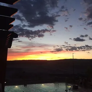 Pool and sunset at night